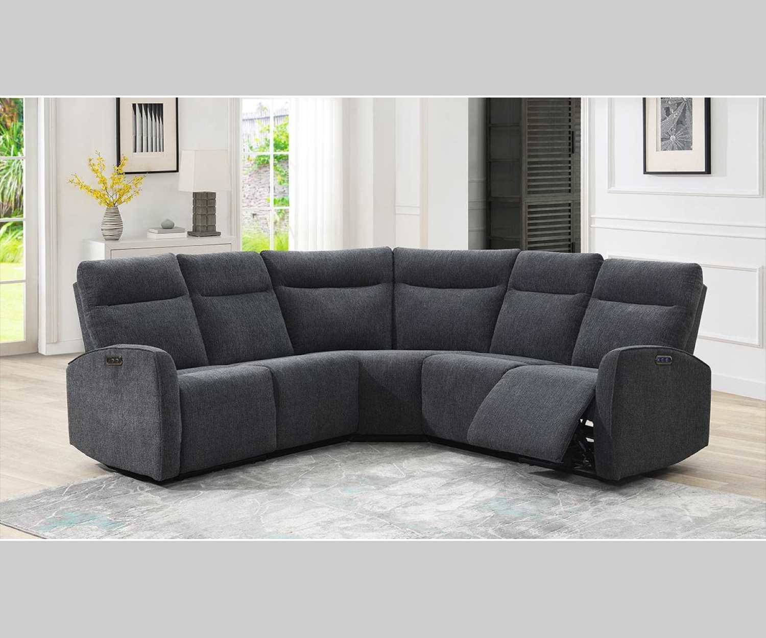 Alabama Grey Fabric Power Recliner Sectional 2815