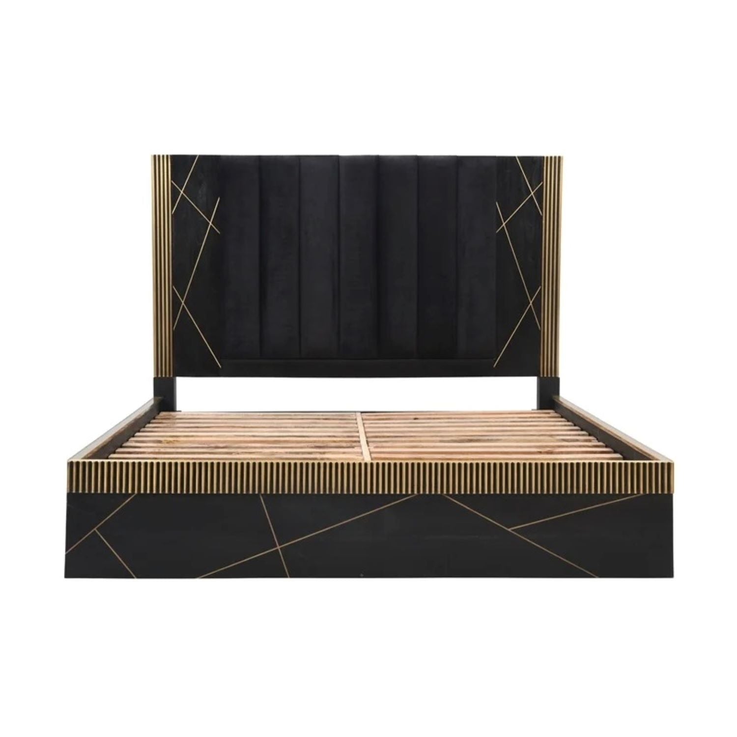 Allure Solid Wood Bed with Upholstered Headboard 1671