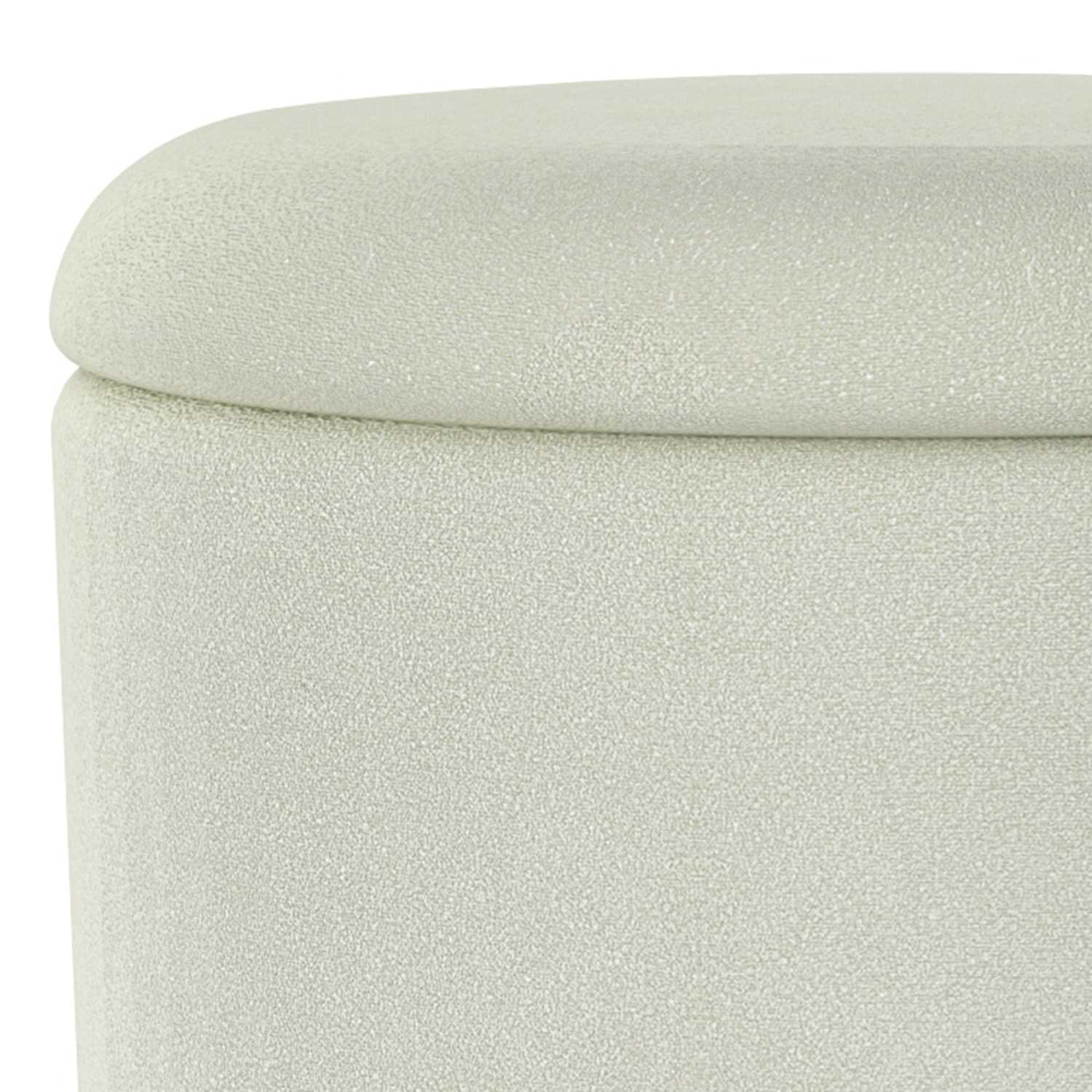 Alya Round Storage Ottoman in White and Natural 402-131