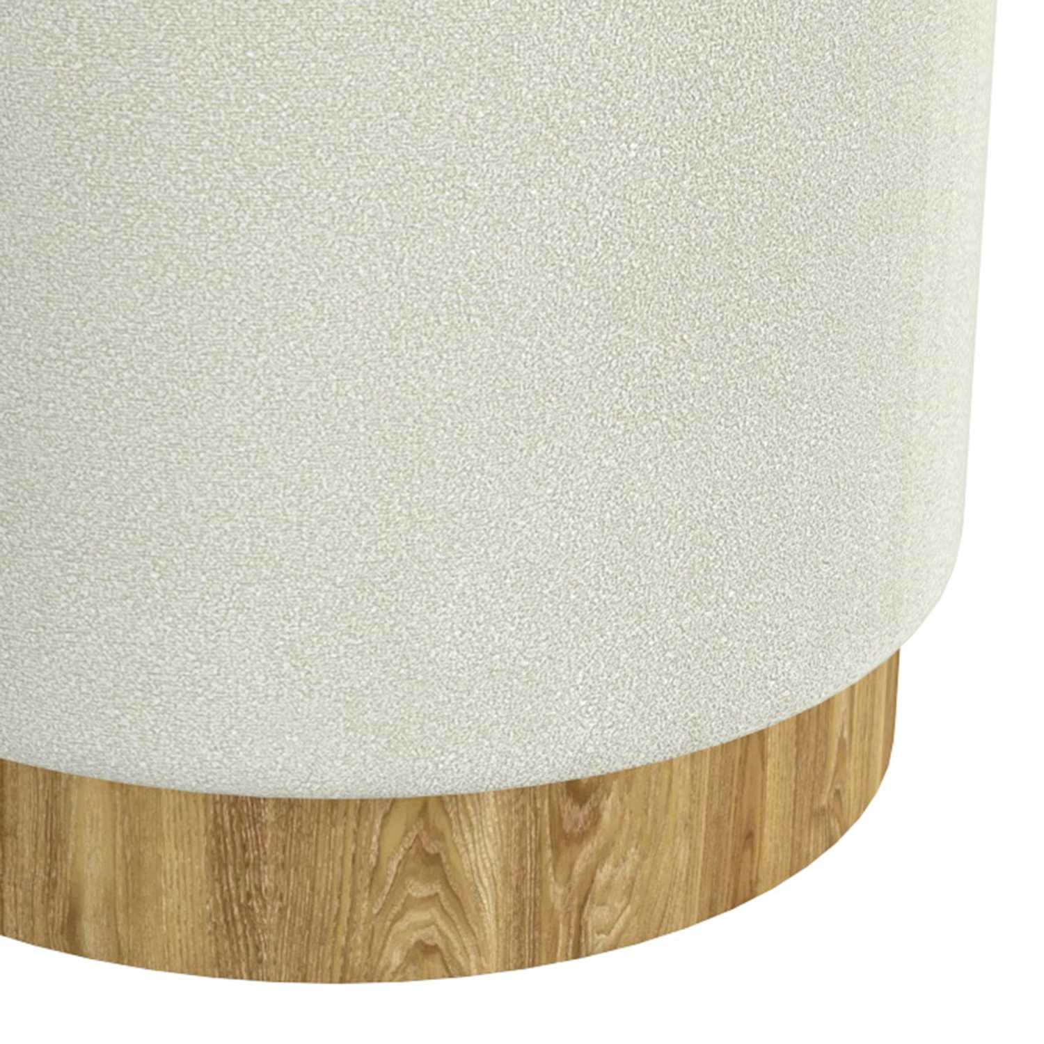 Alya Round Storage Ottoman in White and Natural 402-131