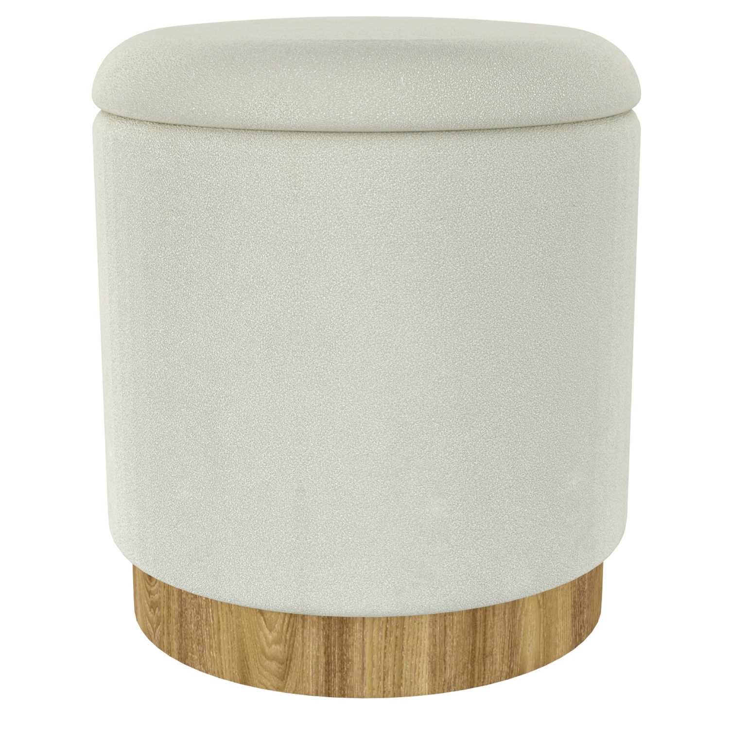 Alya Round Storage Ottoman in White and Natural 402-131