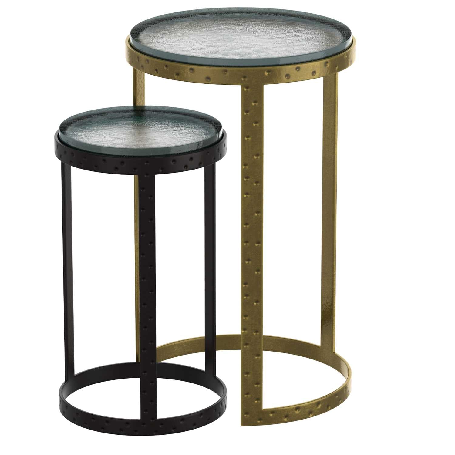 Ares 2pc Accent Table Set in Black and Antique Gold 501-098