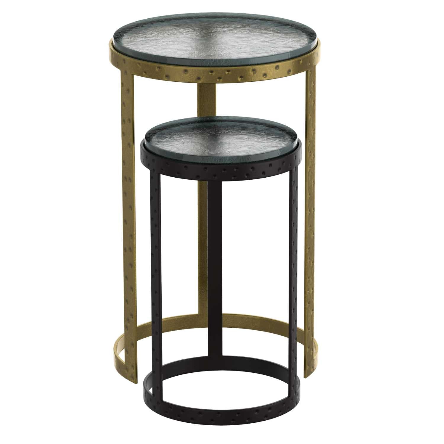 Ares 2pc Accent Table Set in Black and Antique Gold 501-098