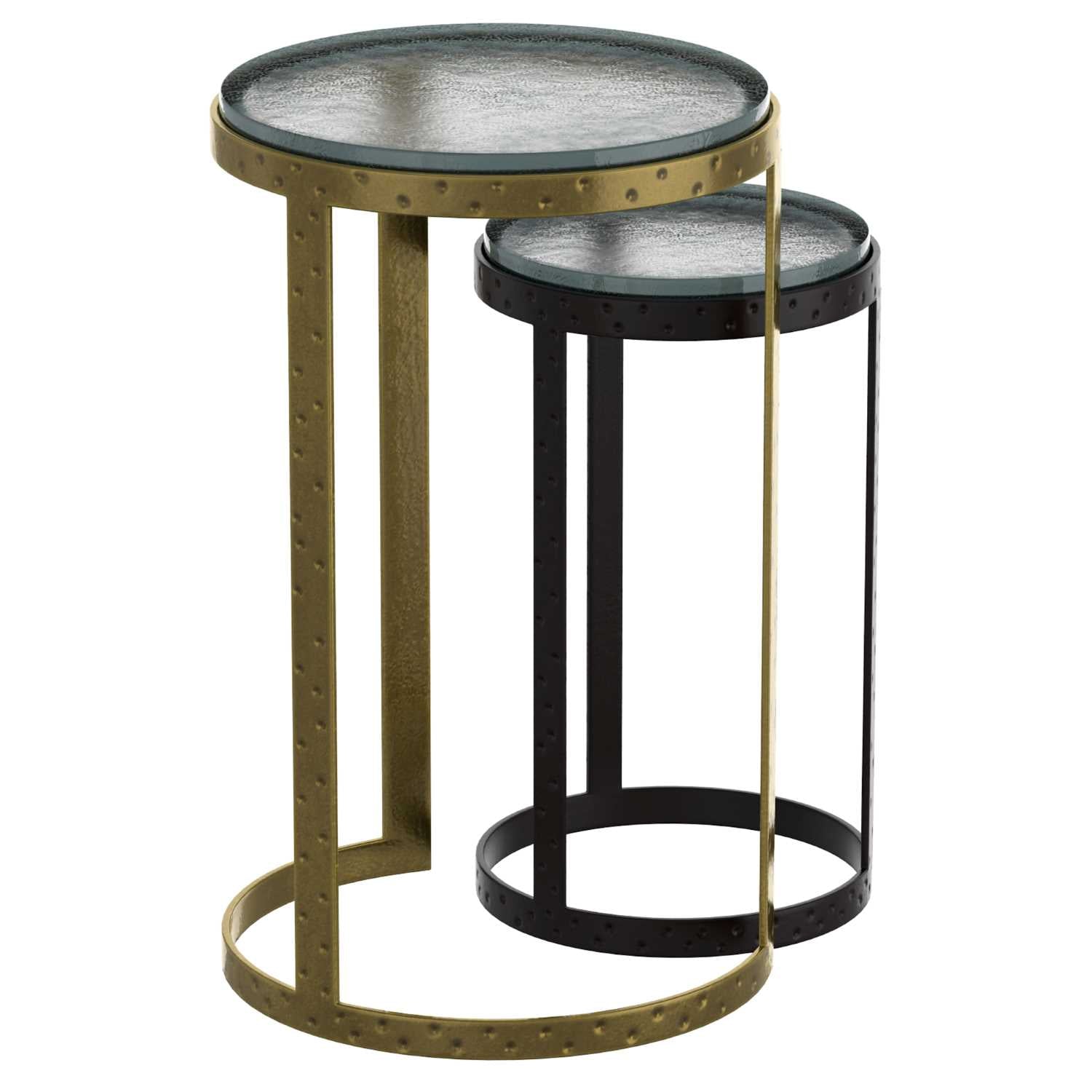 Ares 2pc Accent Table Set in Black and Antique Gold 501-098