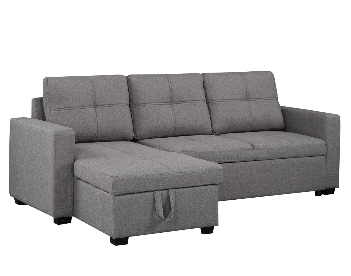 Aria Reversible Grey Fabric Sectional with Sofa Bed 20581