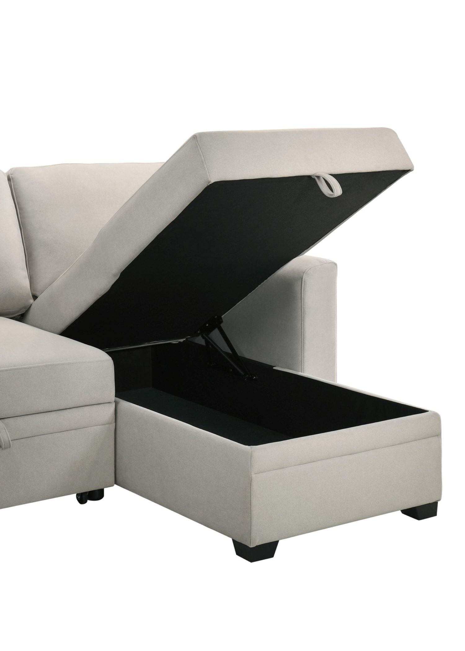 Ariadne Beige Fabric Reversible Sectional Sofa Bed 99073