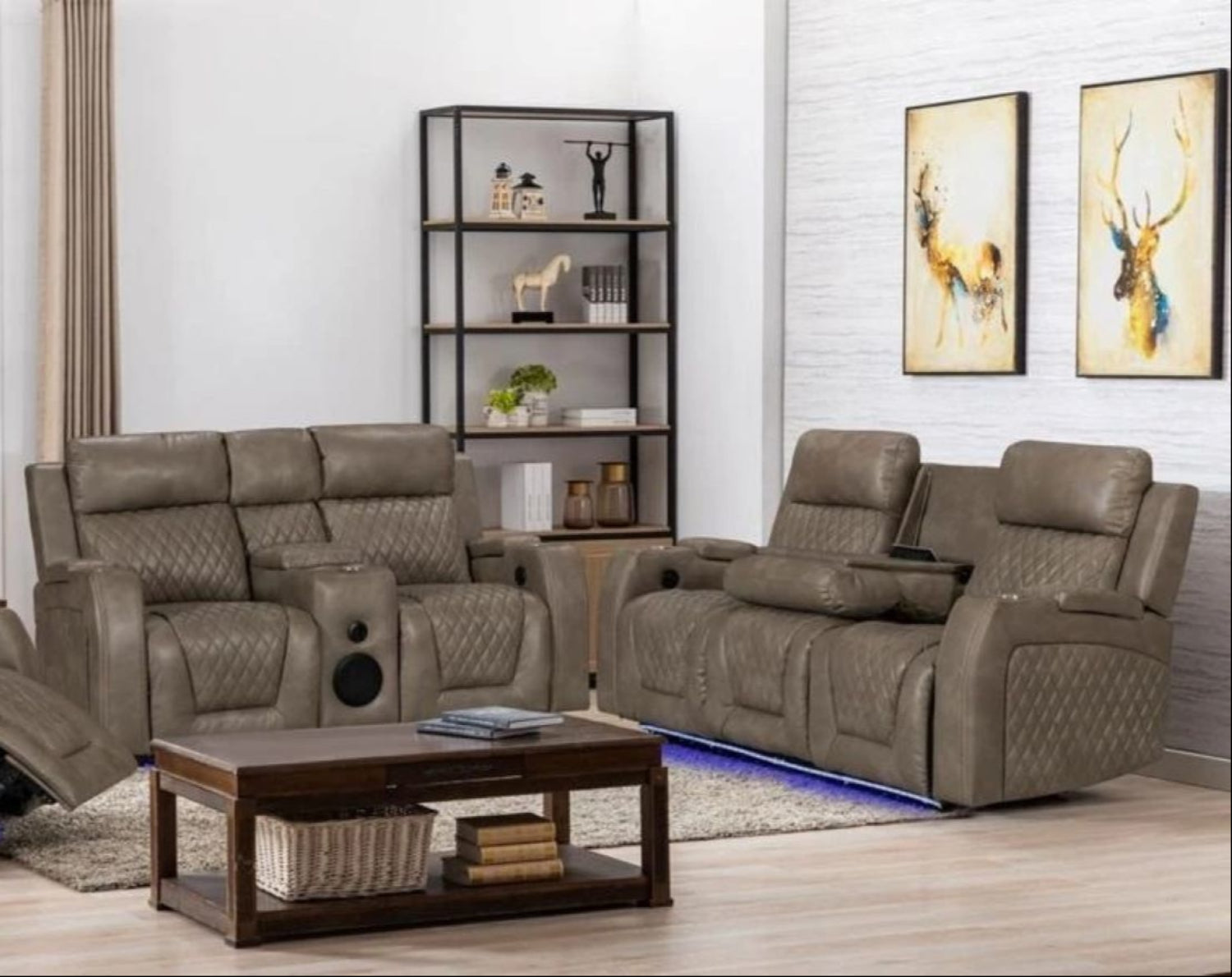 Arlington Mocha Power Recliner Sofa Set with Built in Speaker