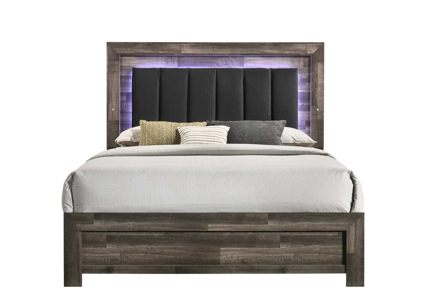 Athens LED Driftwood Brown Finish Bed