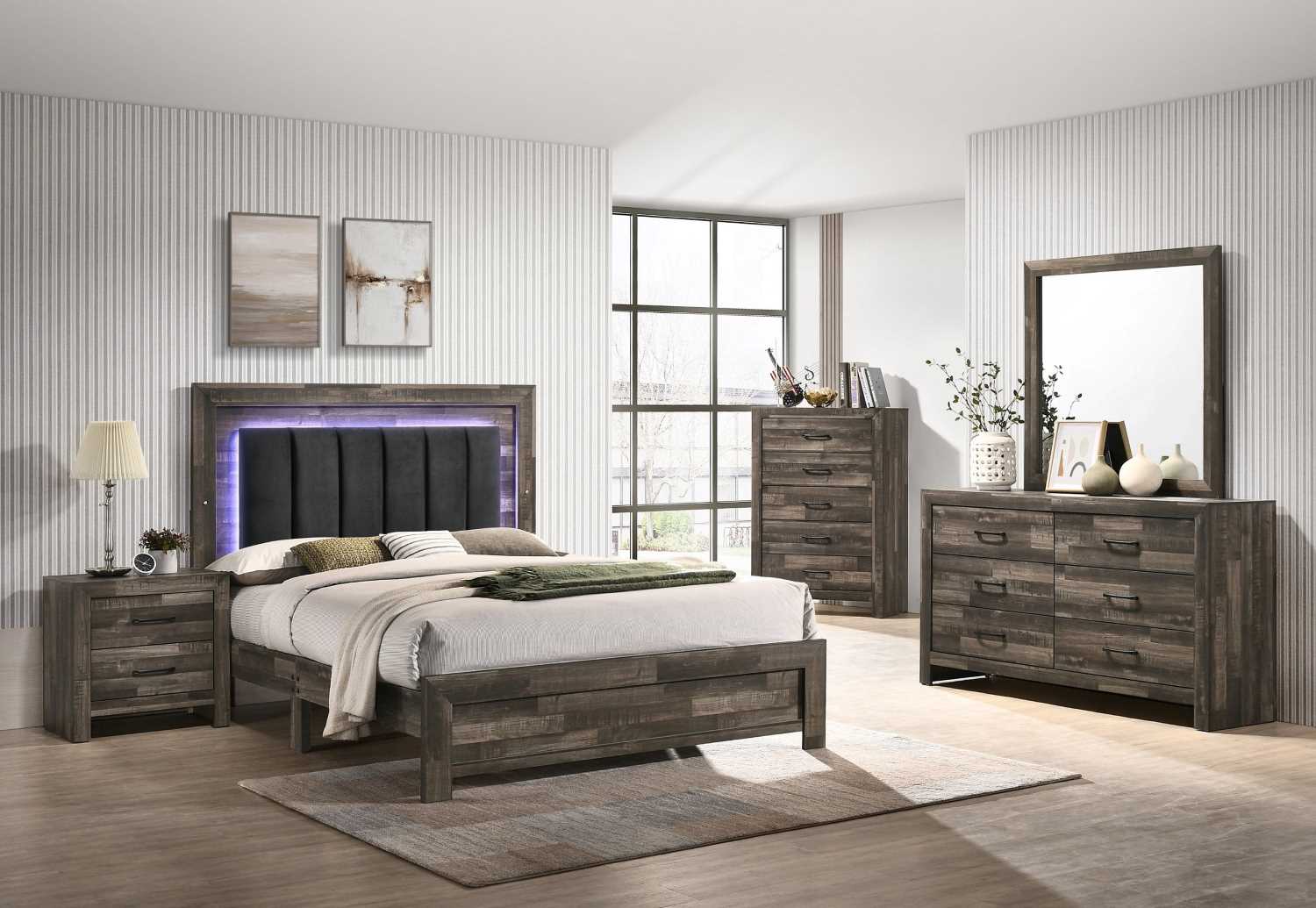 Athens Driftwood Brown Finish Dresser and Mirror