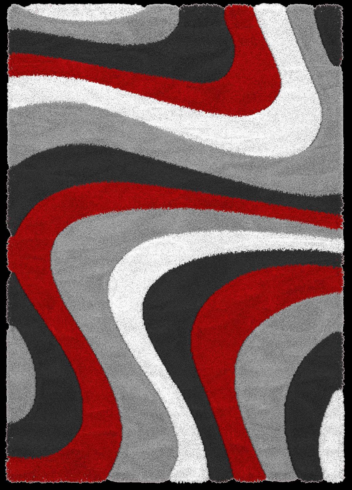 Auston Shaggy Rugs Collection Black-Red P839A