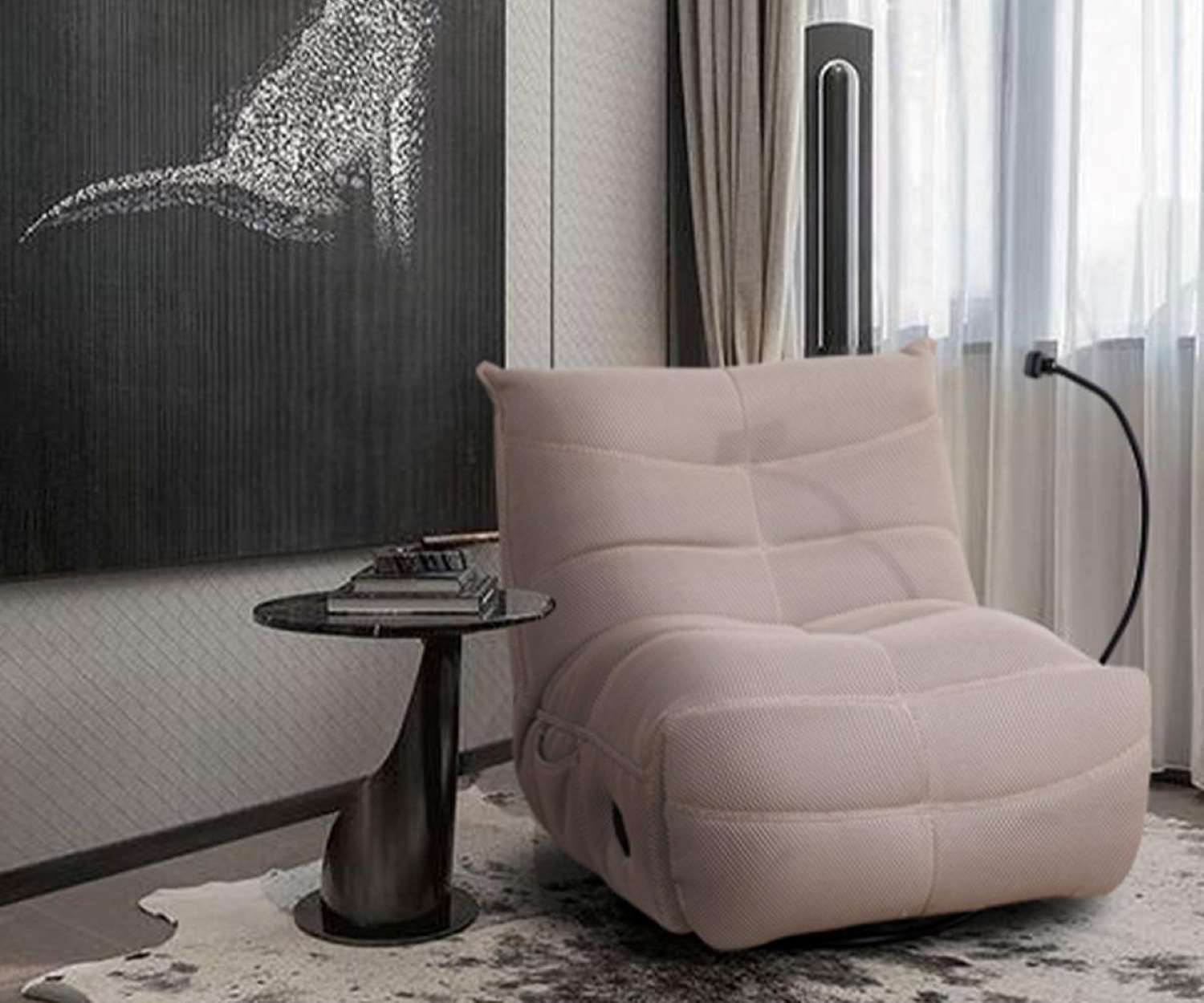 Ava Beige Polyester Monaco Fabric Manual Recliner Chair 40209BE