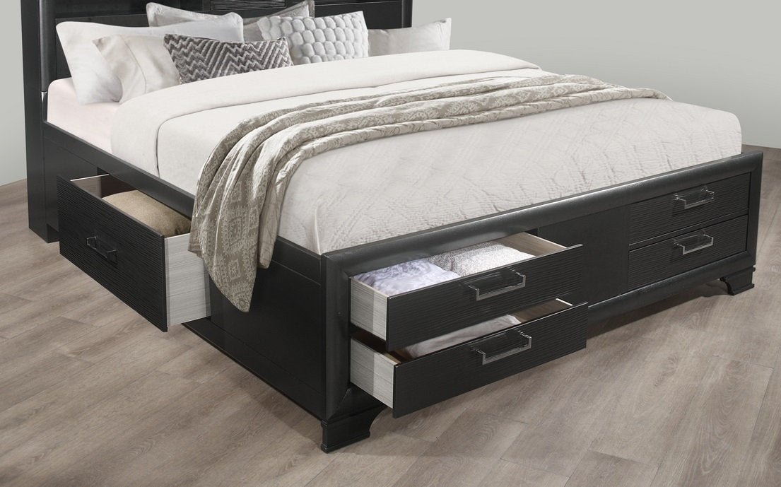 Ava Jordyn Grey Lacquer Finish Storage Bed