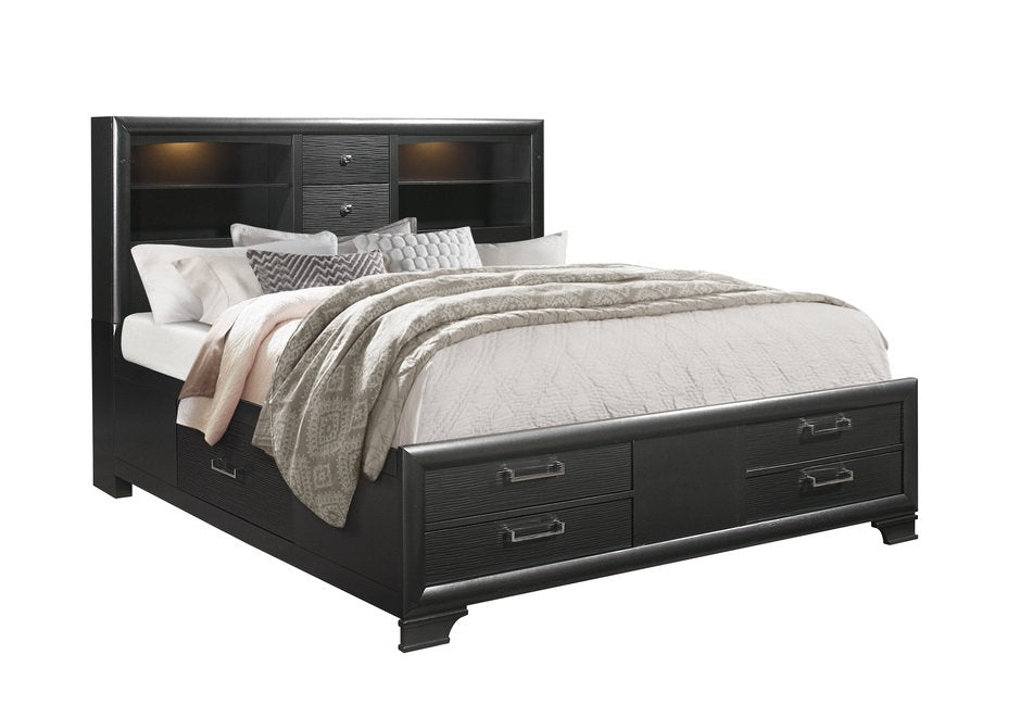 Ava Jordyn Grey Lacquer Finish Storage Bed