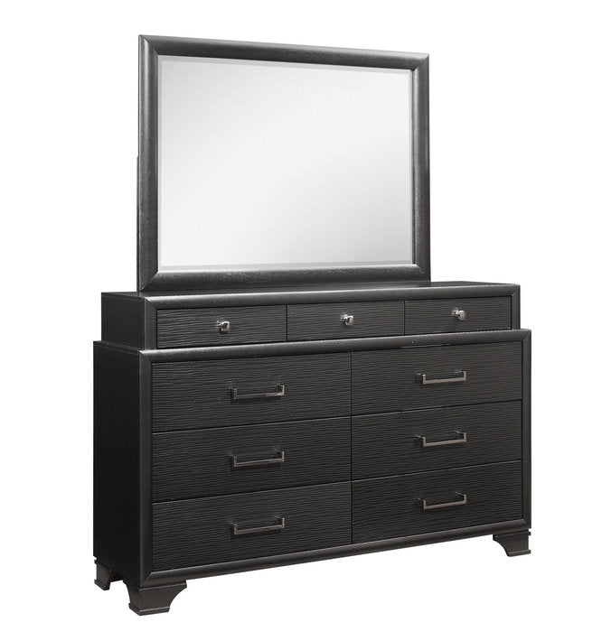 Ava Jordyn Grey Lacquer Finish Dresser and Mirror