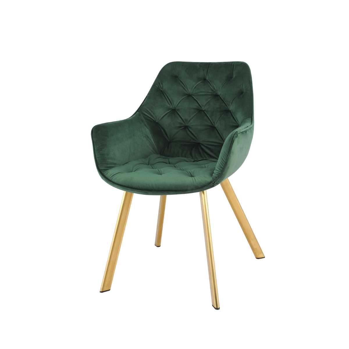 Ayami Chairs Set Of 2 Green With Gold Legs 1322