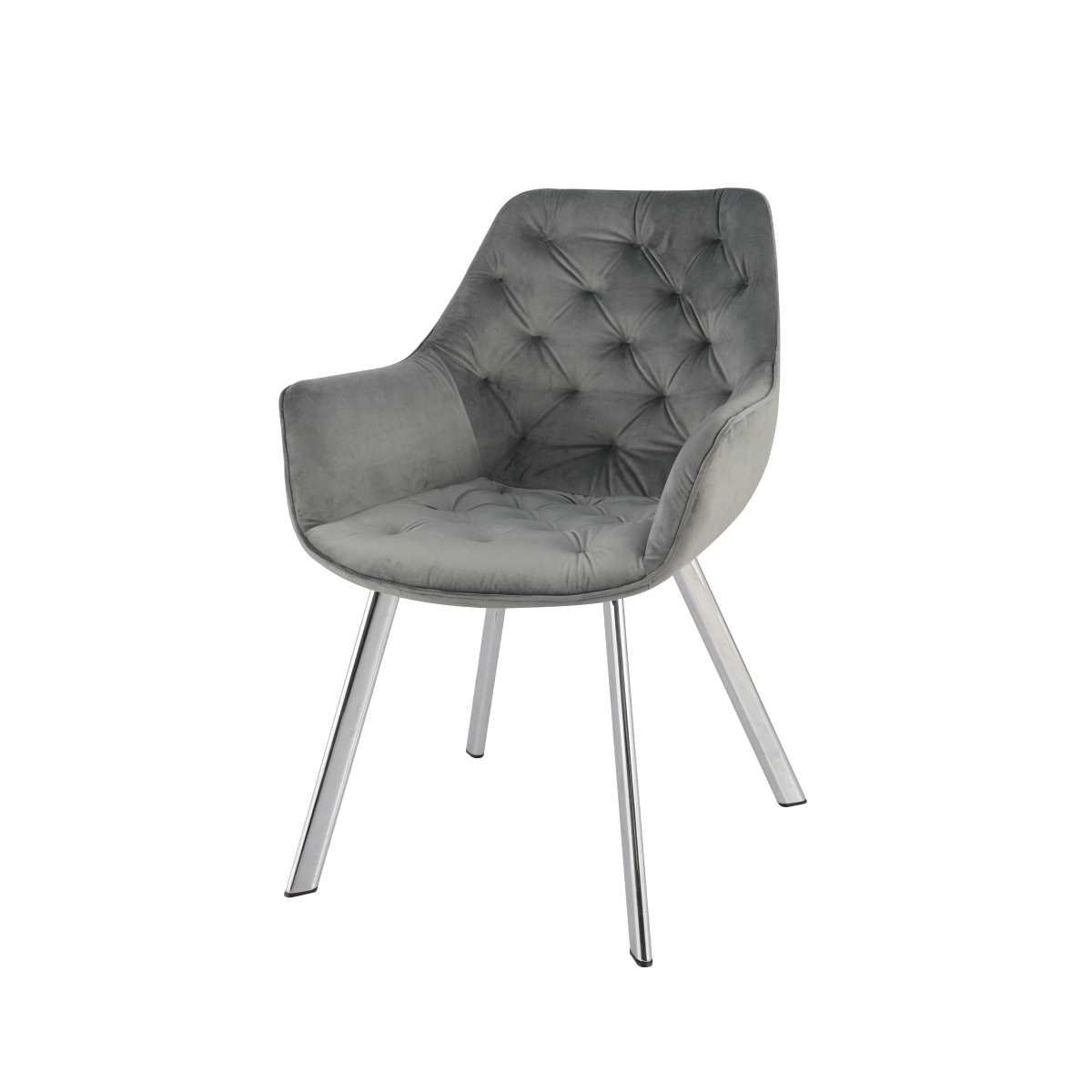 Grey armchair with chrome legs discount