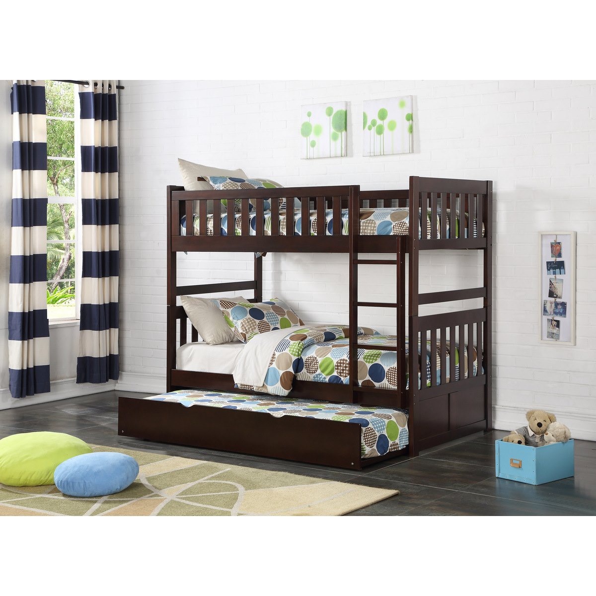 Rove Full Bunk Bed With Trundle Dark Brown 2013 B2013E-R
