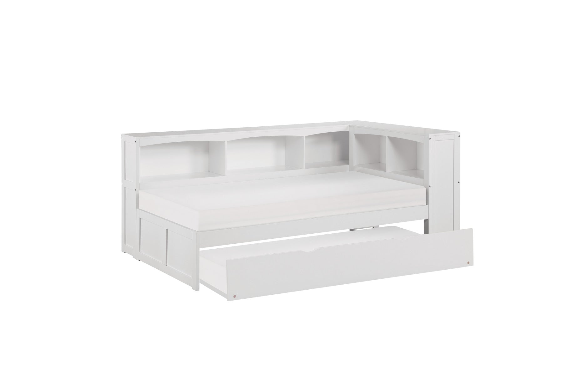Youth Galen Twin Corner Bookcase Bed with Twin Trundle B2053BCWR