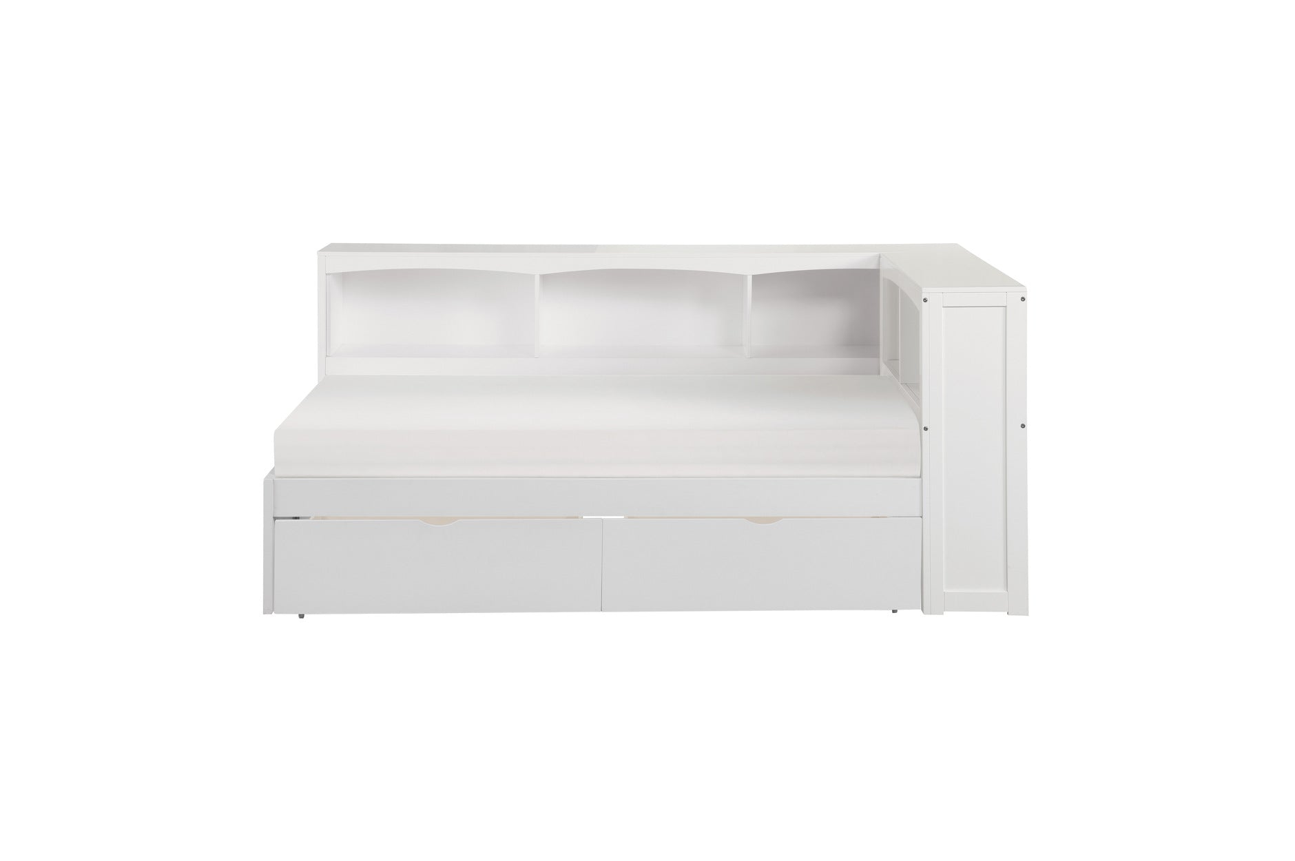 Youth Galen Twin Corner Bookcase Bed with Storage Boxes B2053BCWT