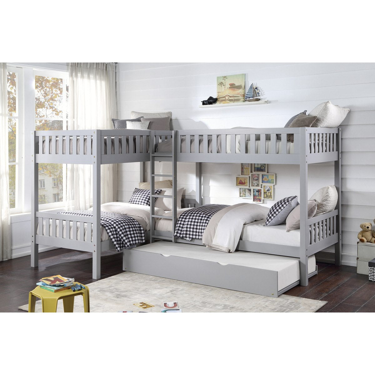 Orion Corner Bunk Bed with Twin Trundle B2063CN-1R
