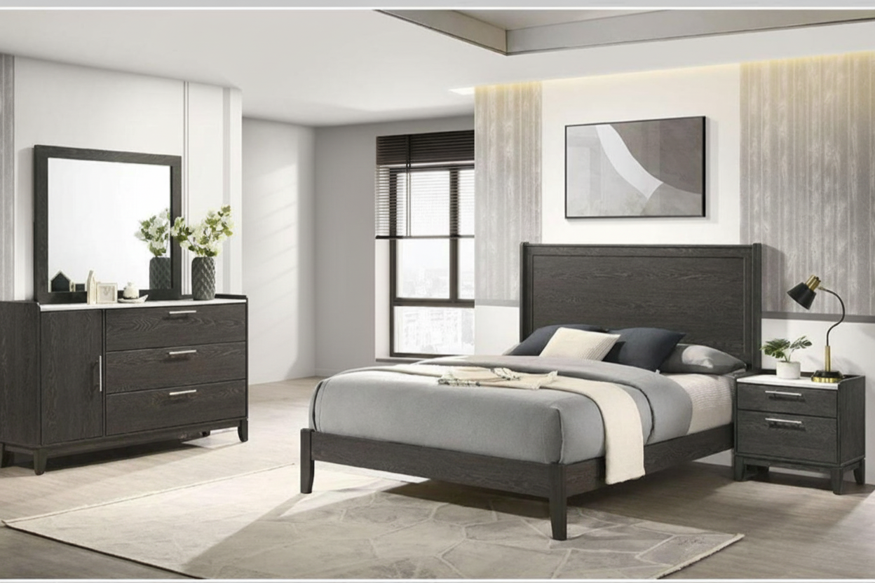 Bailey Wooden Bedroom Set Dark Grey CHD101