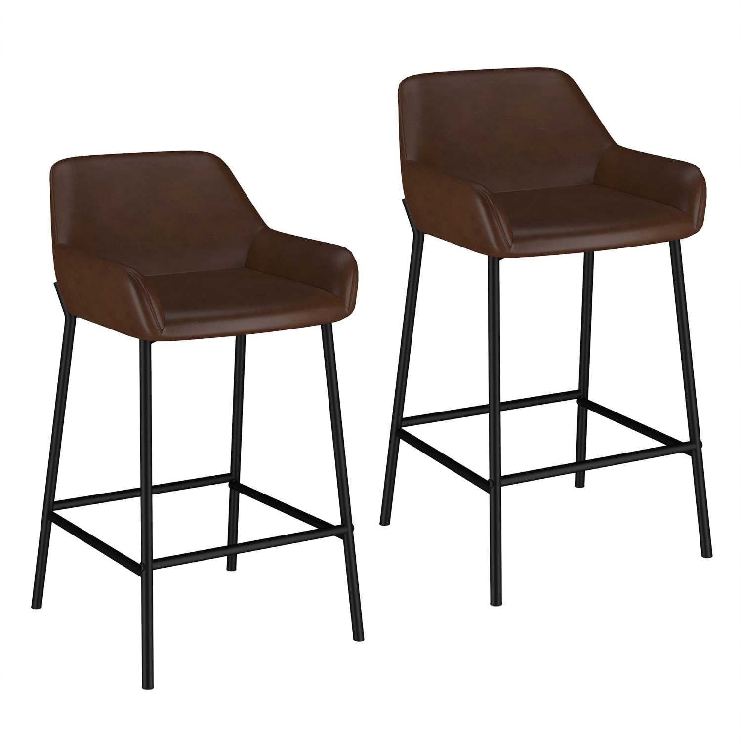 Baily 26" Counter Stool, set of 2, in Brown and Black 203-541