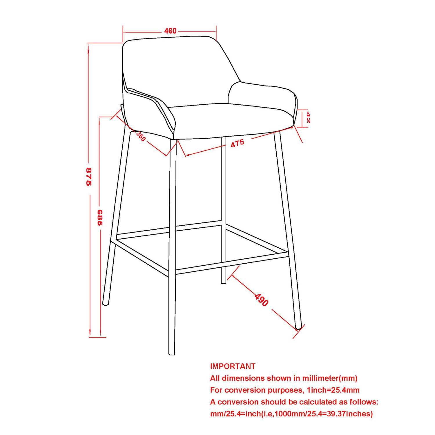 Baily 26" Counter Stool, set of 2, in Black 203-541