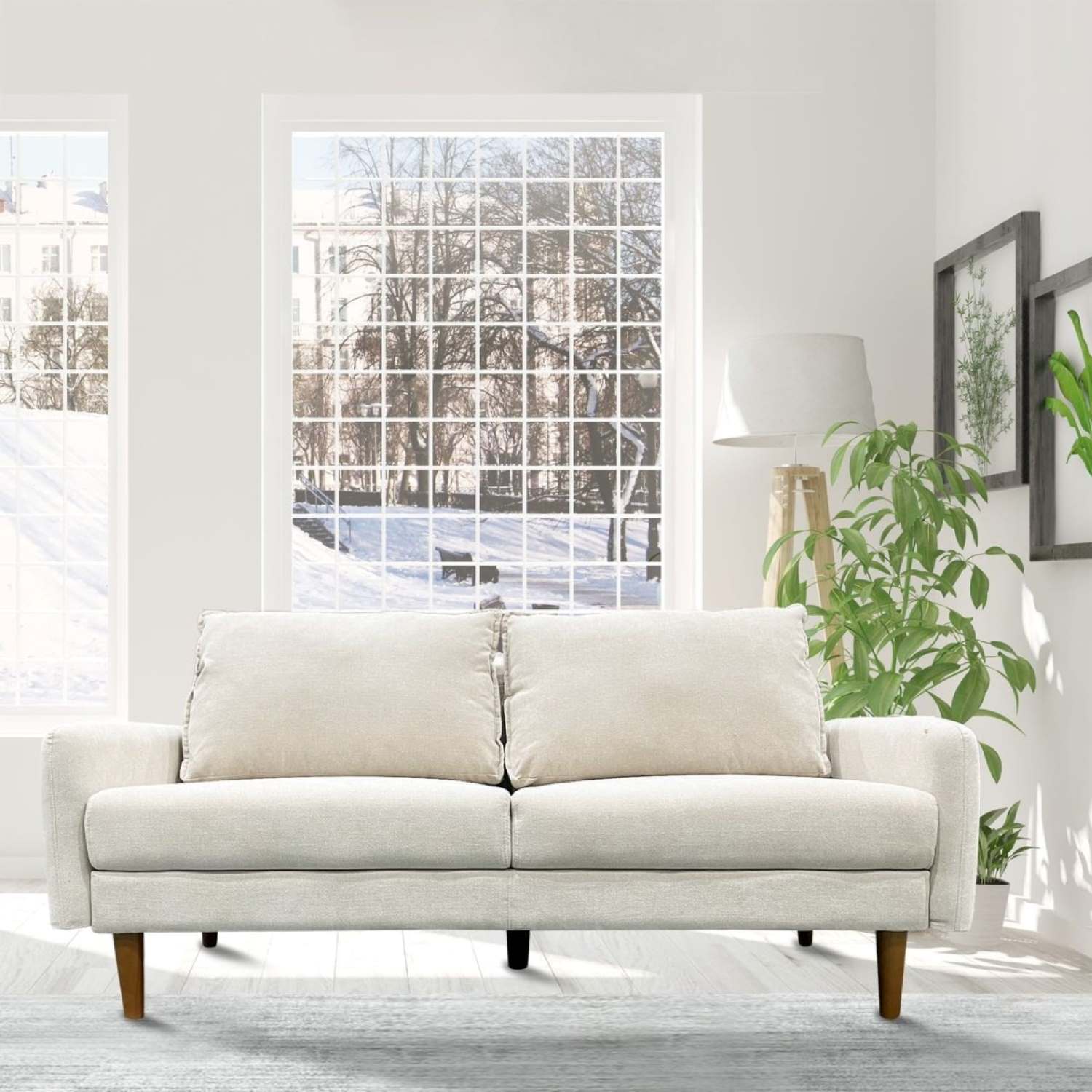 Beige fabric sofa