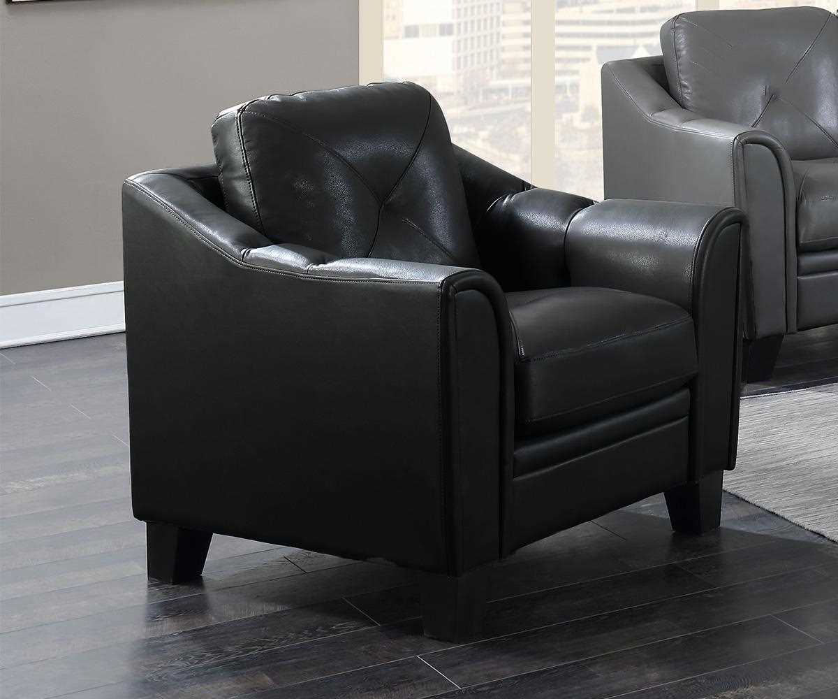 Berta Genuine Cowhide Leather Sofa Chair Black 7065