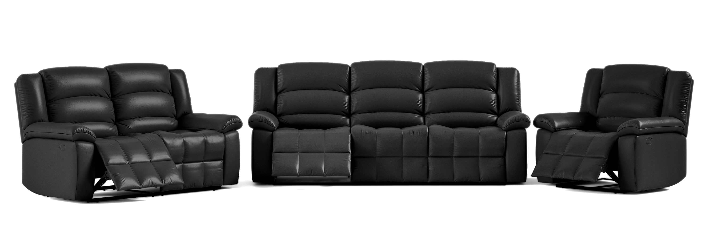 Bill Faux Leather Manual Recliner 3PC Sofa Set Black