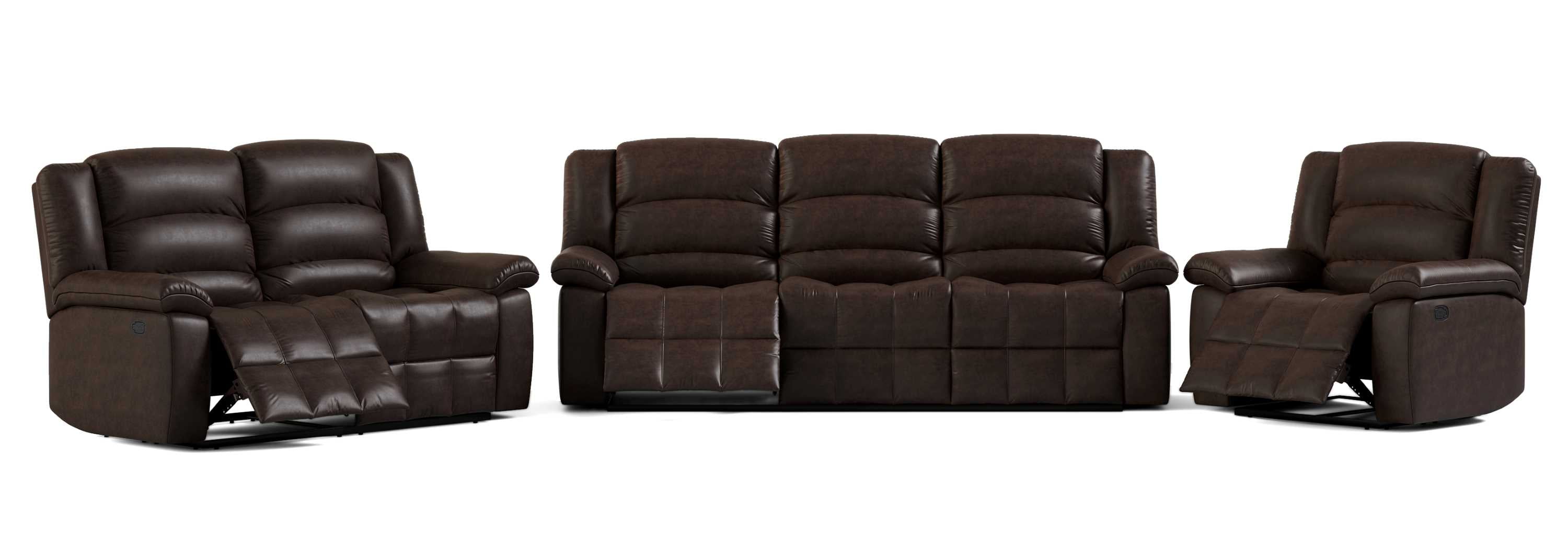 Bill Faux Leather Manual Recliner 3PC Sofa Set Brown