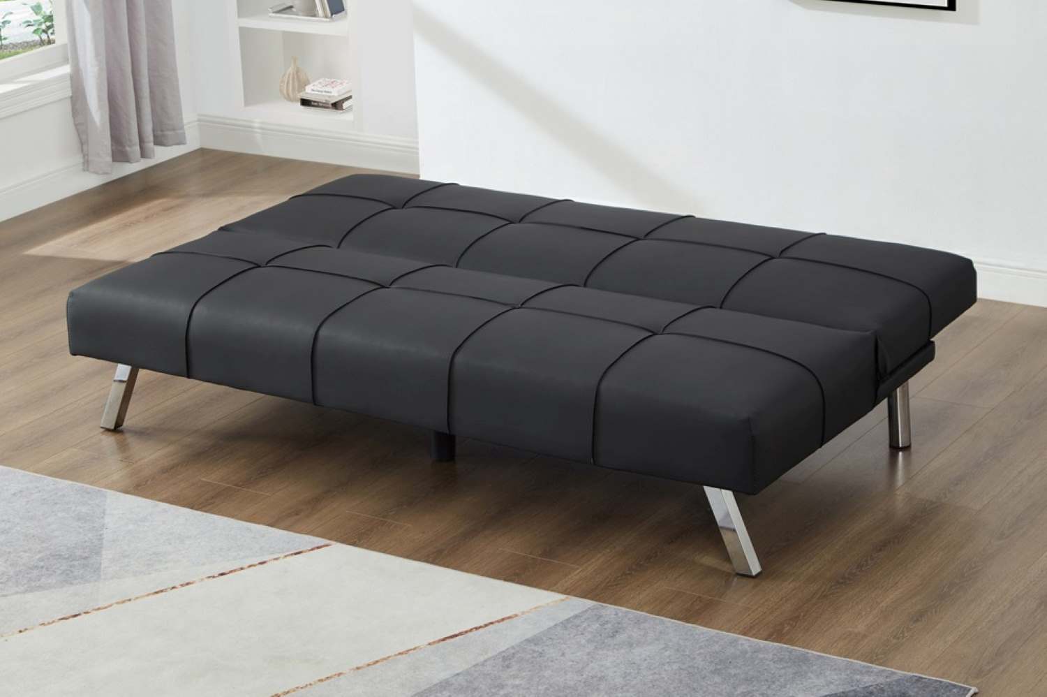 Black Buttonless Tufting Klick Klack Sofa Bed 1530