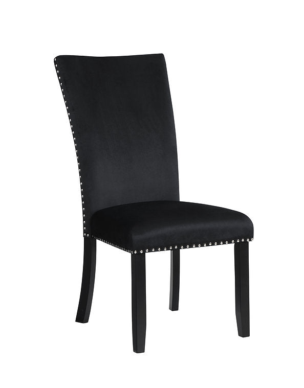 Black Velvet Chairs With Nailhead Trim Set Of 2 1605