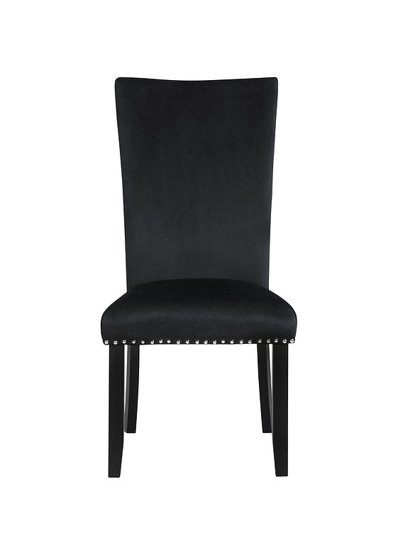 Black Velvet Chairs With Nailhead Trim Set Of 2 1605