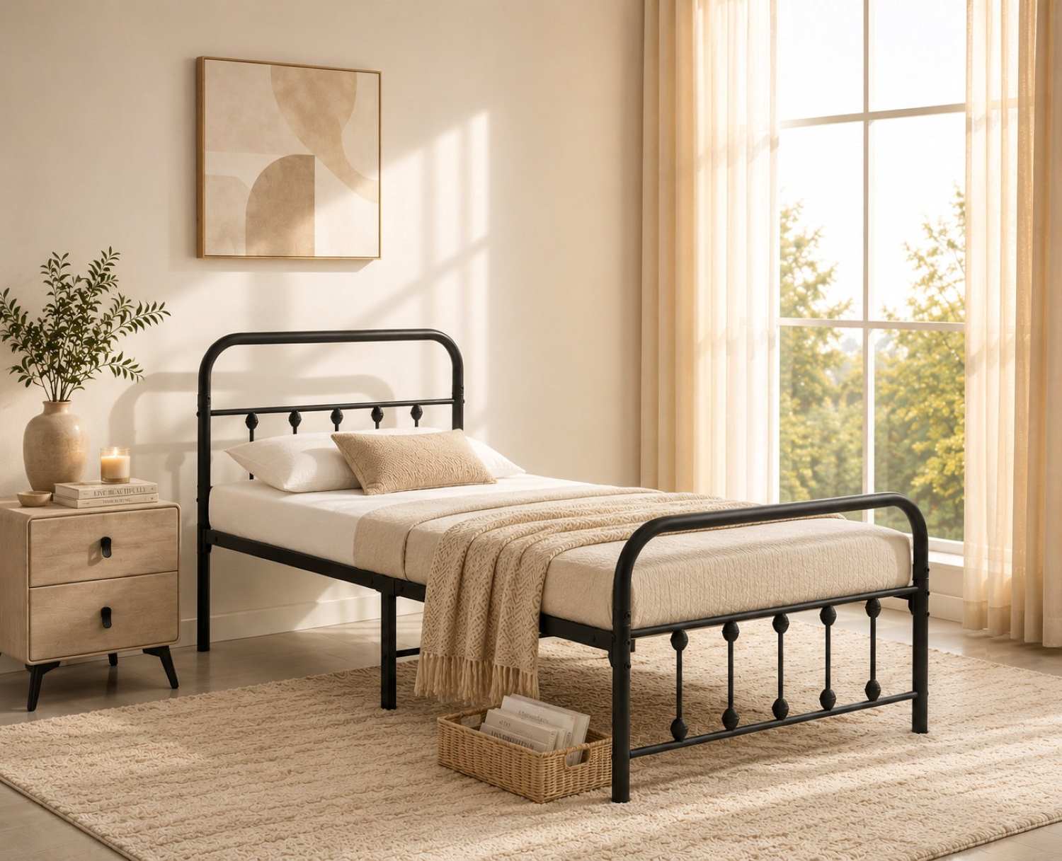 Black Steel Contemporary Design Bed Frame IF 5252