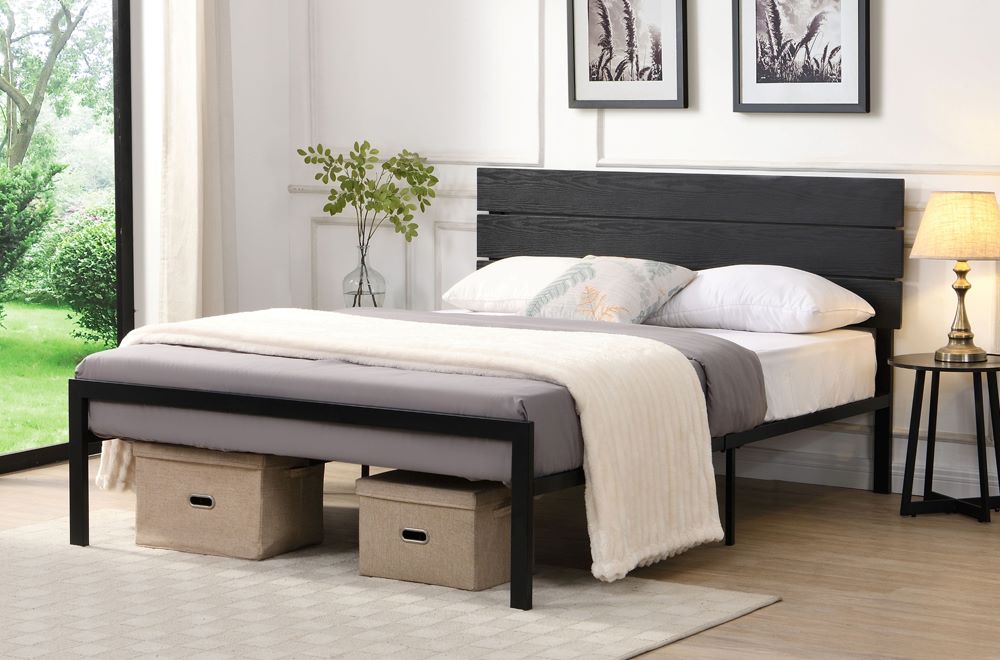 Black Platform Metal Bed 2205