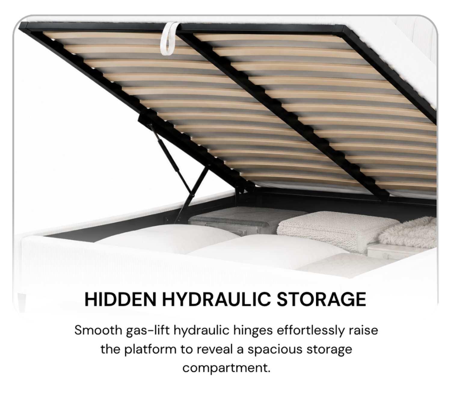 Black Hydraulic Lift Corduroy Fabric Bed with Built-In USB Charging Ports 2164