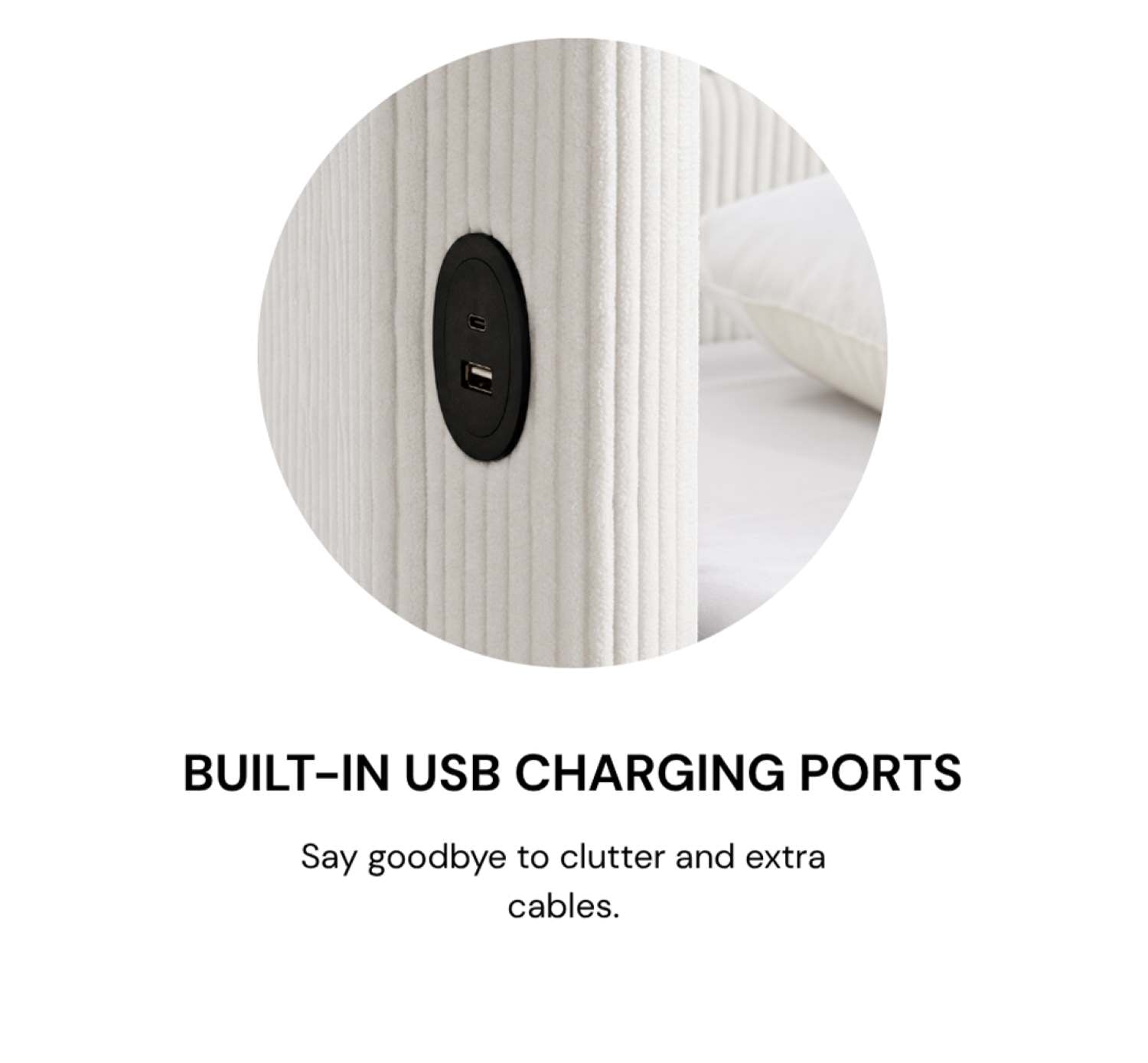 Black Hydraulic Lift Corduroy Fabric Bed with Built-In USB Charging Ports 2164