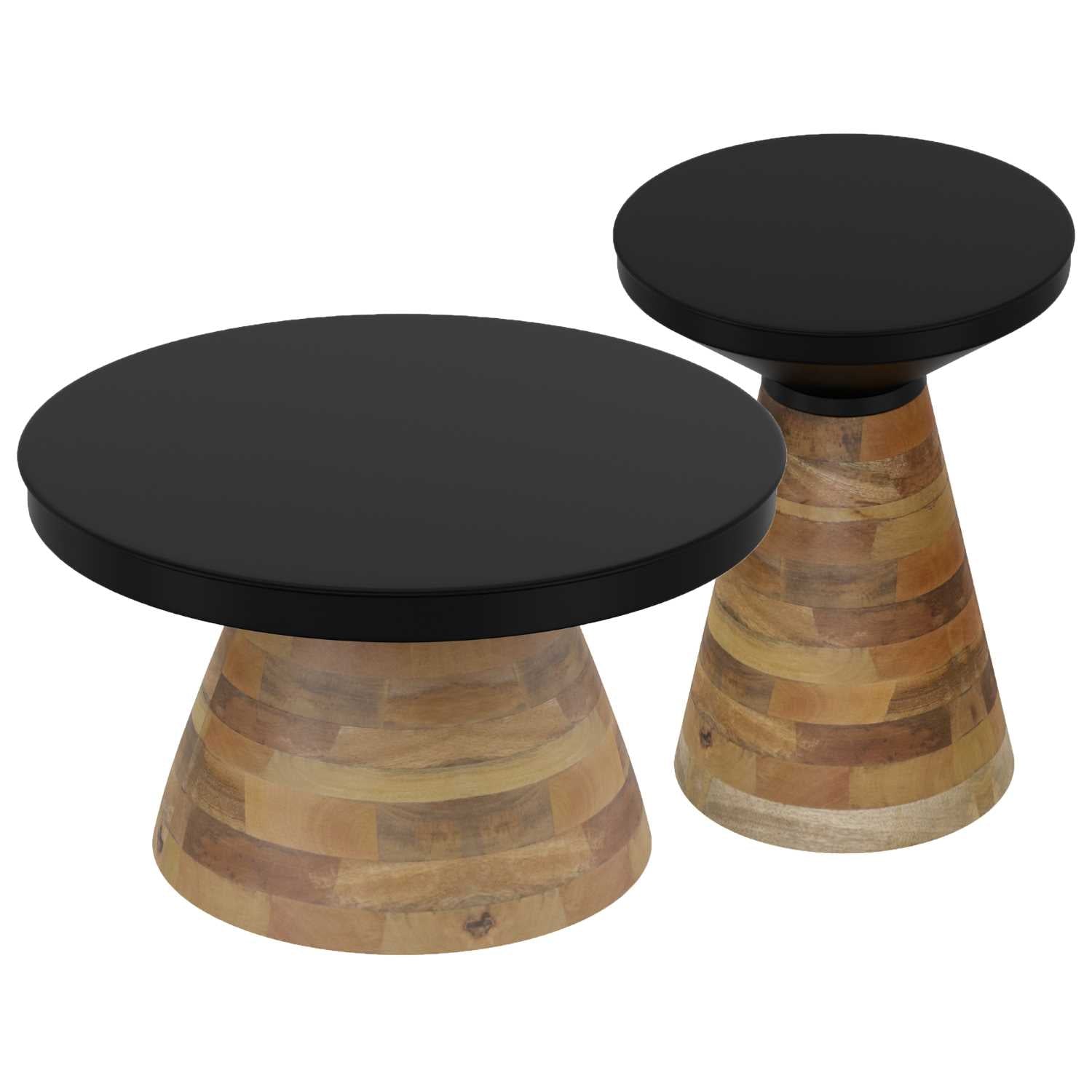 Boden 2pc Coffee Table Set in Black with Walnut 303-229