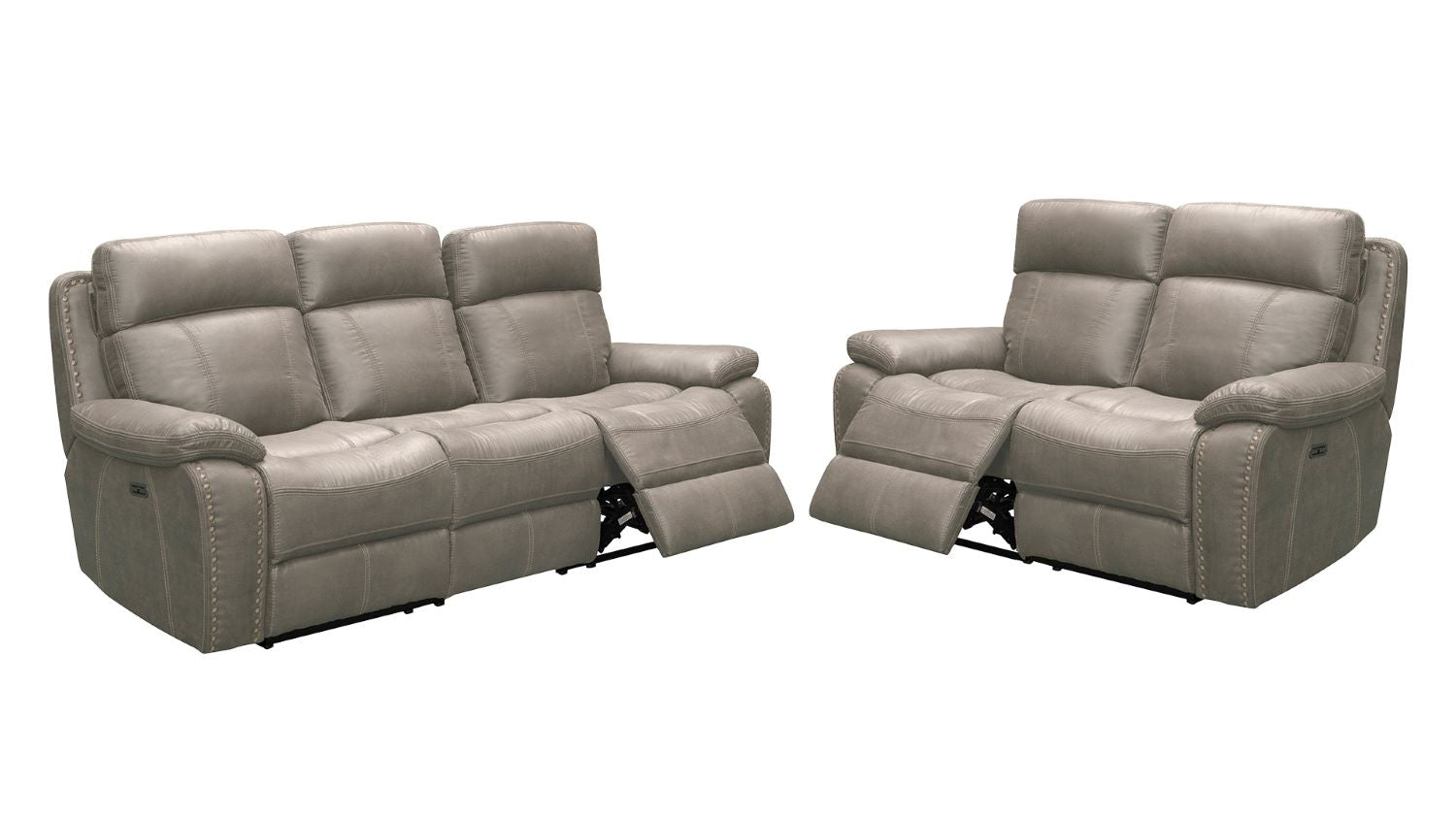 Boomer Biege Leather-Gel Power Recliner Sofa Set with Built-in USB Ports 2975