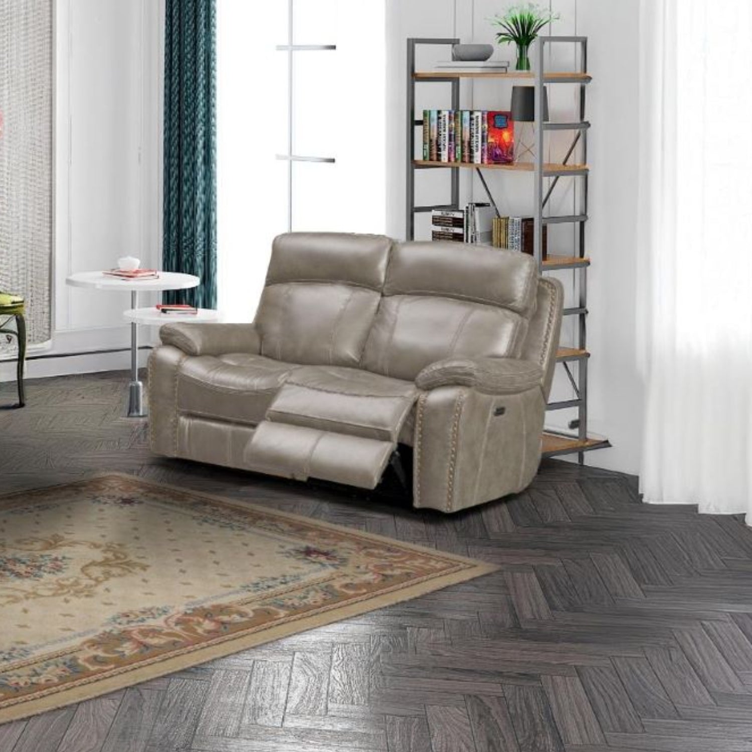 Boomer Biege Leather-Gel Power Recliner Sofa Set with Built-in USB Ports 2975