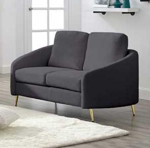 Boucle Fabric Sofa Collection With Curved Angled Arms Grey 1312