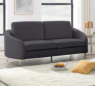 Boucle Fabric Sofa With Curved Angled Arms Grey 1312