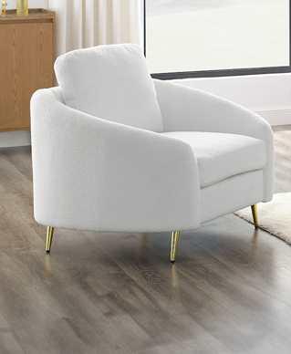 Boucle Fabric Sofa Set With Curved Angled Arms White 1312