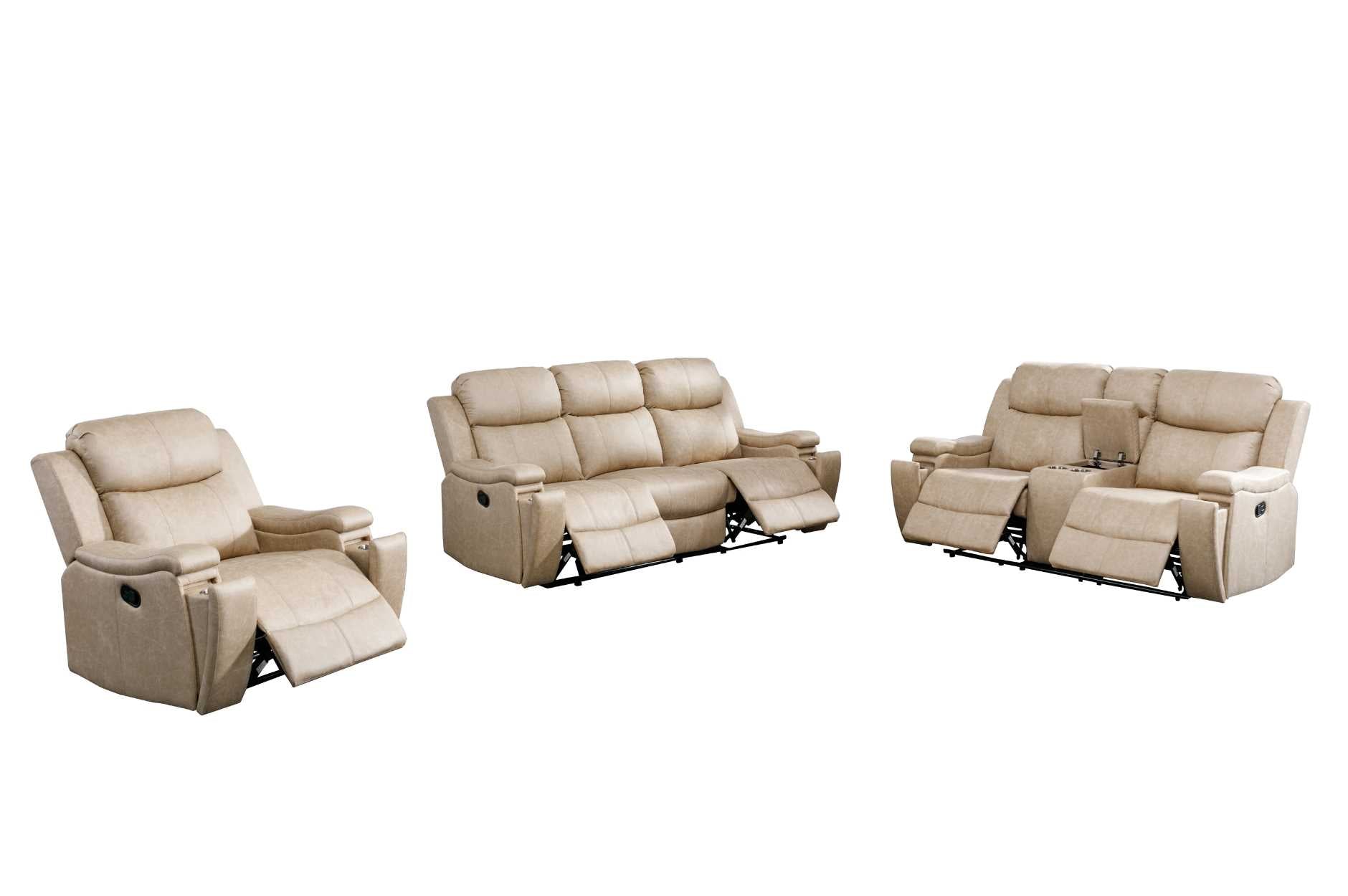 Bradford Reclining Collection Polished Microfiber Neutral Buff Tone 99990