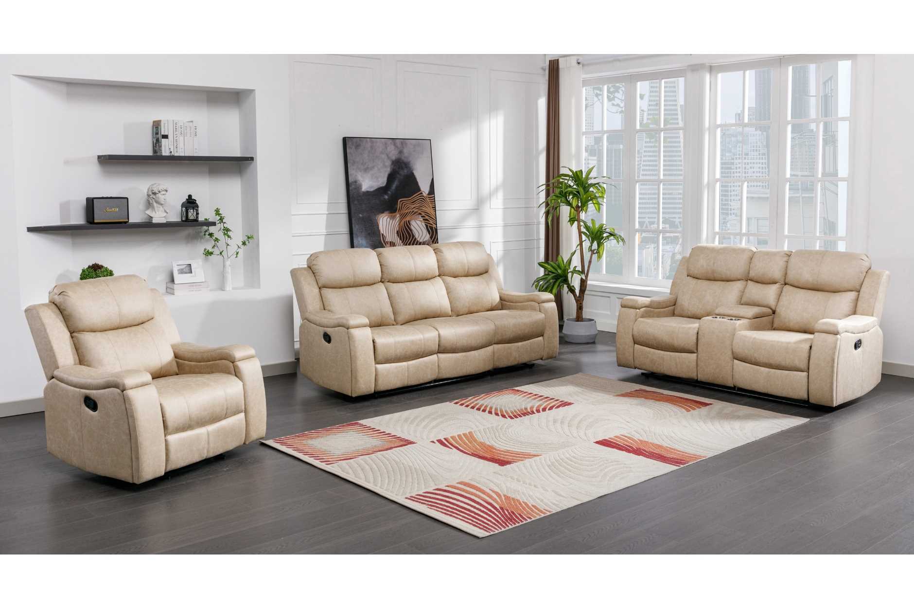 Bradford Reclining Collection Polished Microfiber Neutral Buff Tone 99990