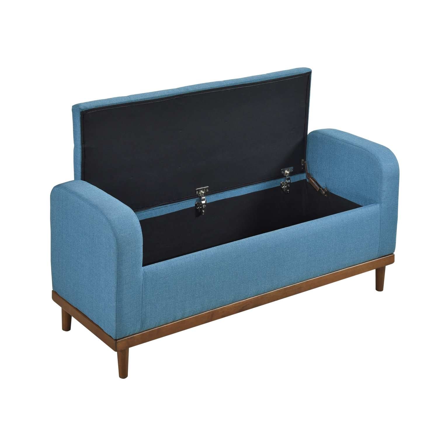 Brigitte Blue Button-Tufted Lift Top Storage Bench 4590