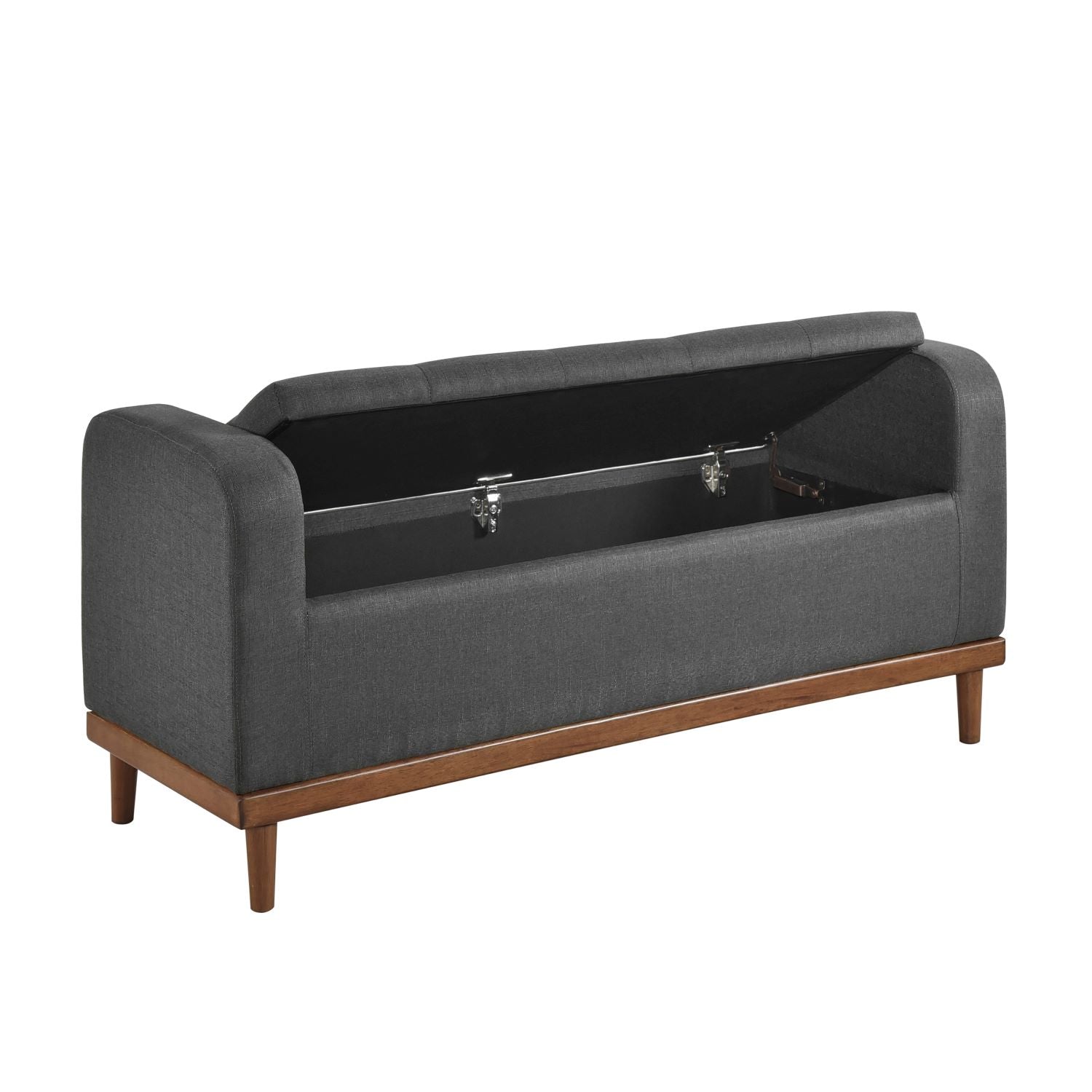 Brigitte Dark Grey Button-Tufted Lift Top Storage Bench 4590