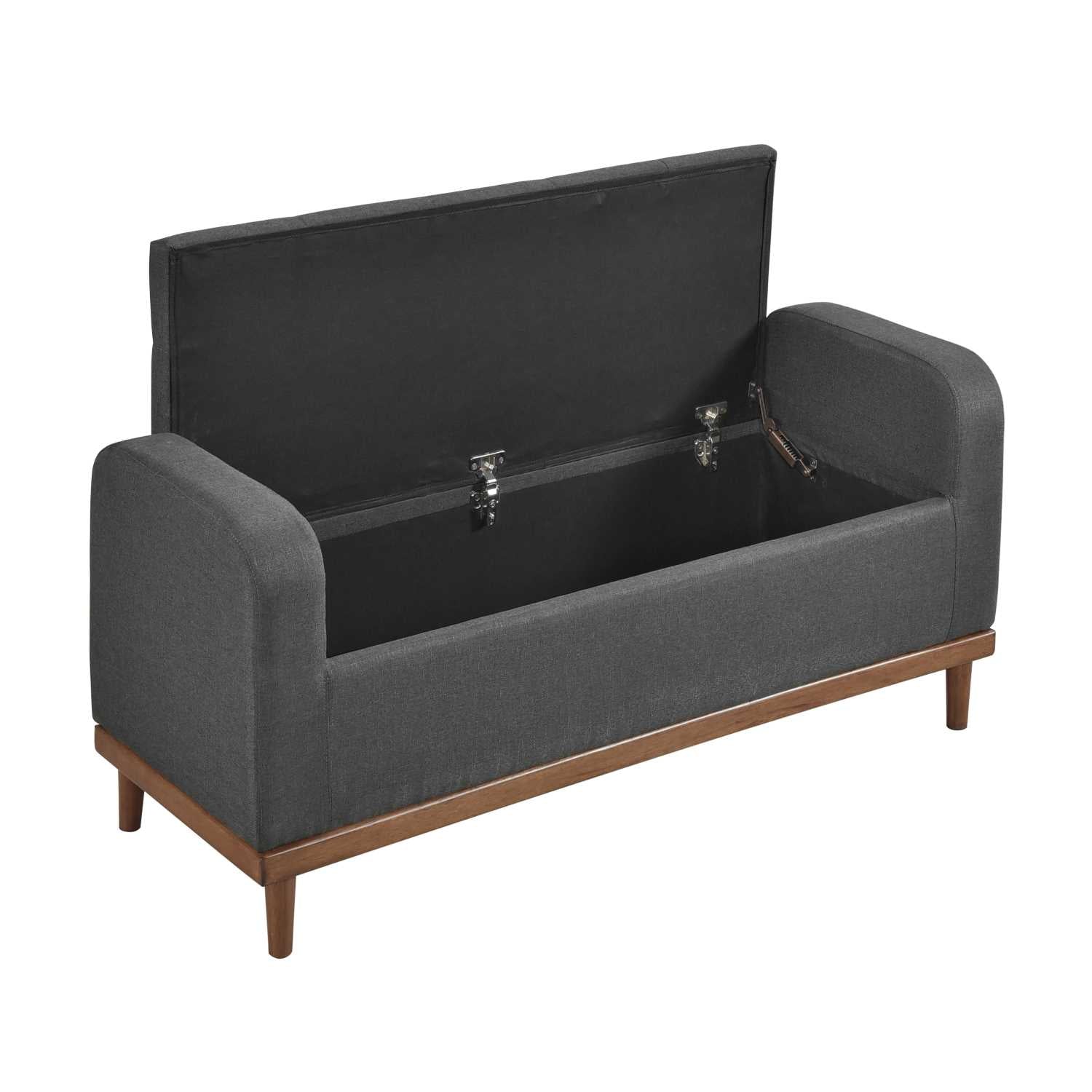 Brigitte Dark Grey Button-Tufted Lift Top Storage Bench 4590