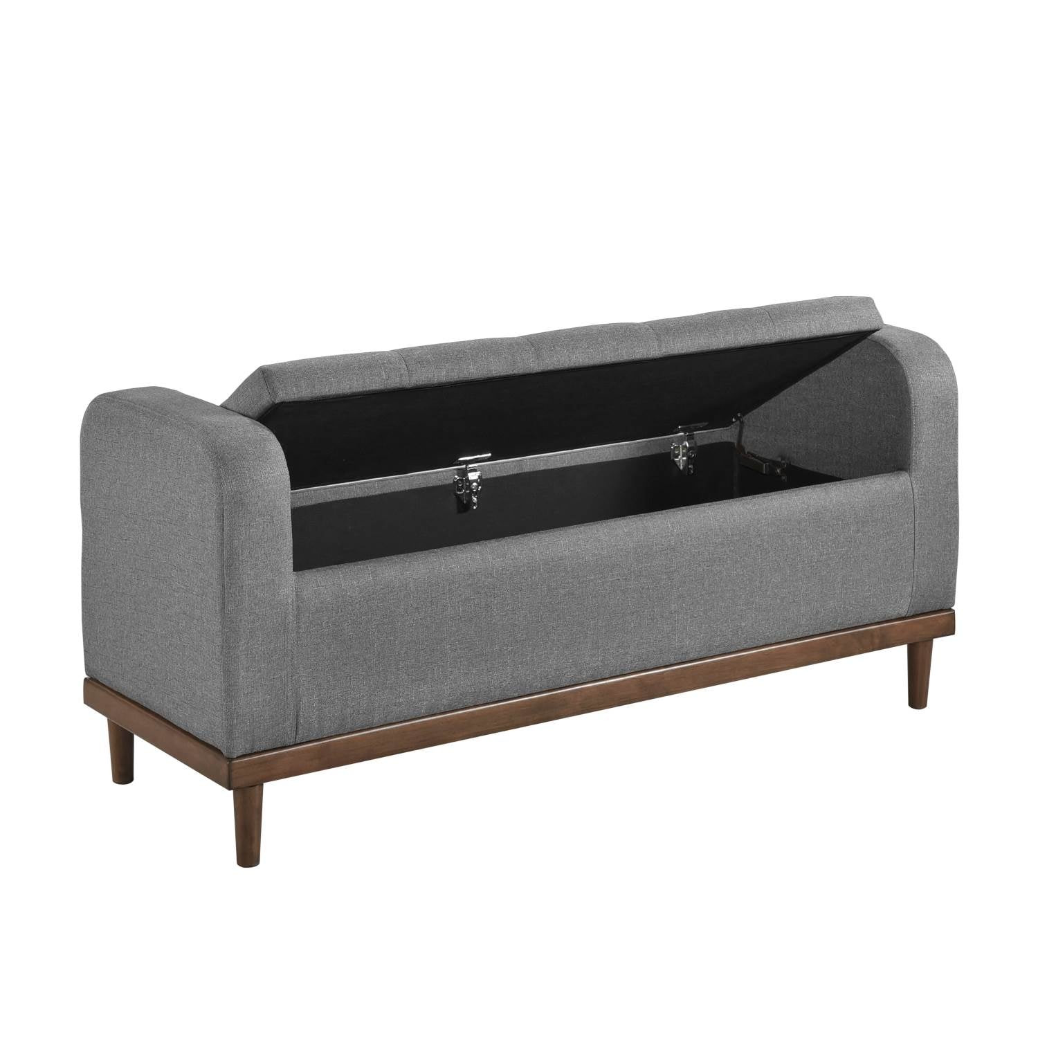Brigitte Grey Button-Tufted Lift Top Storage Bench 4590